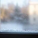 Fenêtre givrée avec film anti froid fenêtre pour meilleure isolation thermique hivernale efficace