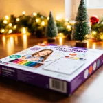 Coffret créatif sur table bois décorée pour cadeau de Noël d'une fille de 10 ans