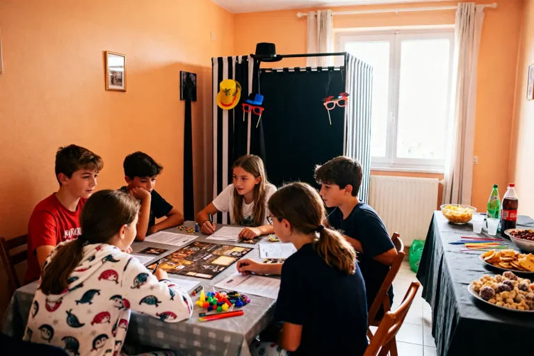 Enfants jouant à un jeu de société lors d'une idée pour soirée pyjama 12 ans