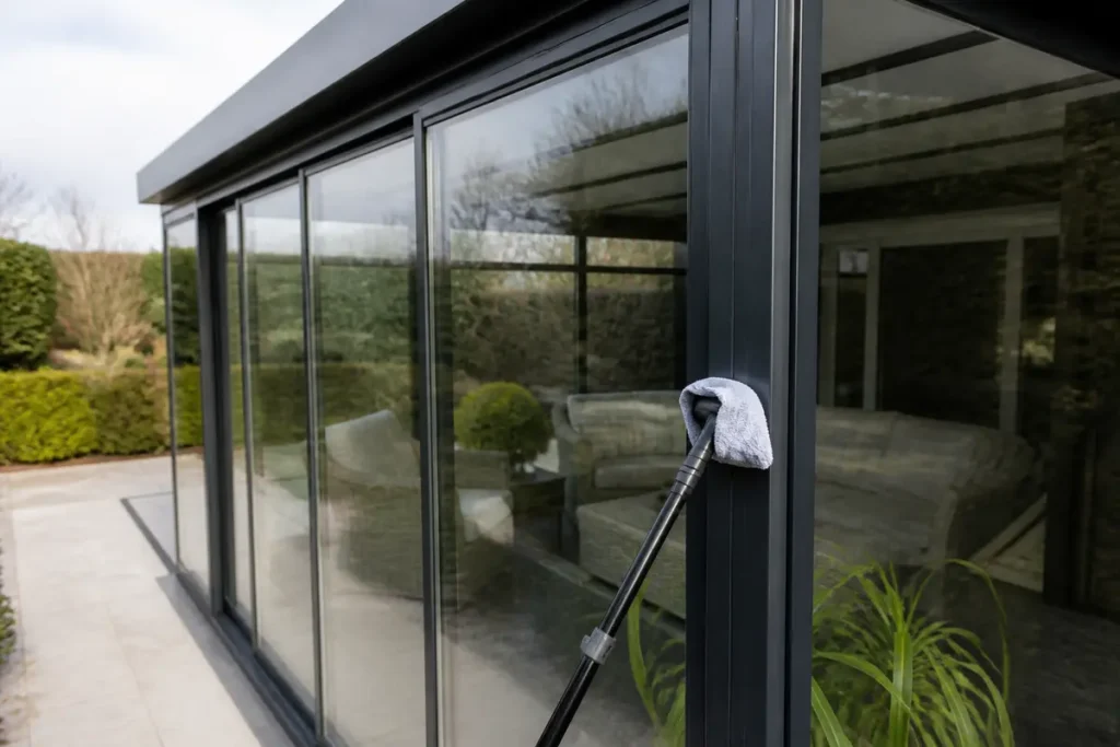 Nettoyage d'une véranda en aluminium pour entretien optimal par tousrenov.be